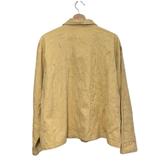 NWT CHICO’S Camelot Roadster Jacket Raffia (Light Yellow) Embroidered Sz 3 (XL) - Picture 2 of 16